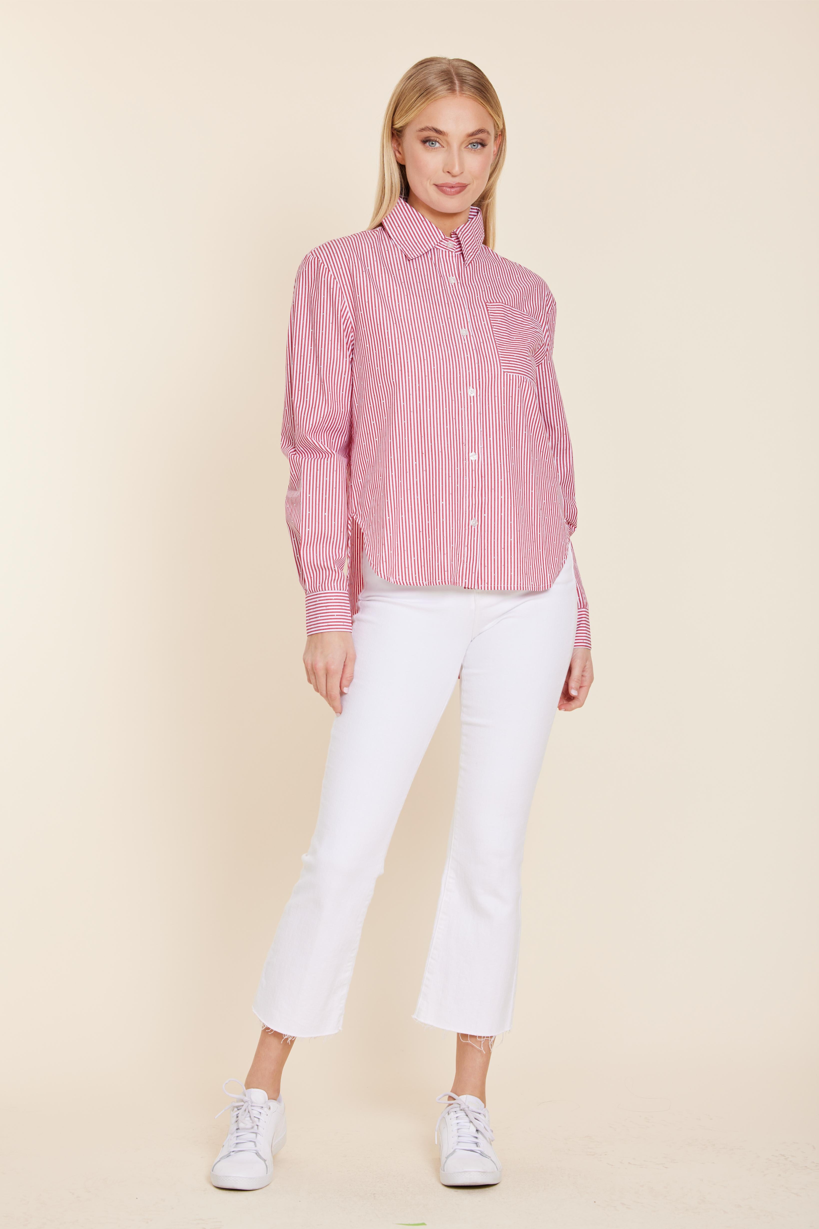 Micro Rhinestone Long Sleeve Shirt