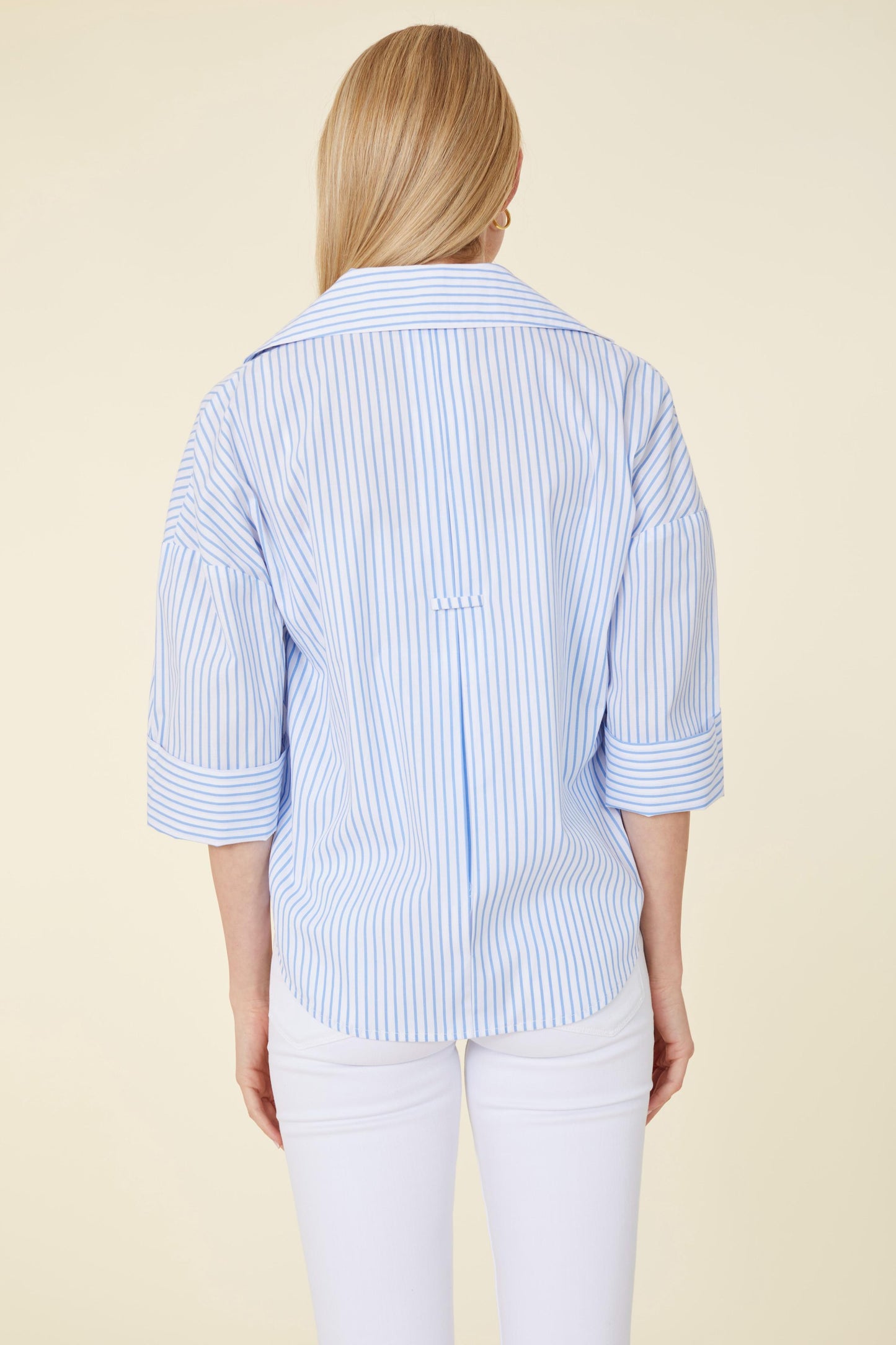 Three-Quarter Sleeve Striped Shirt