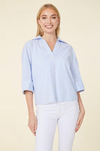 Three-Quarter Sleeve Striped Shirt