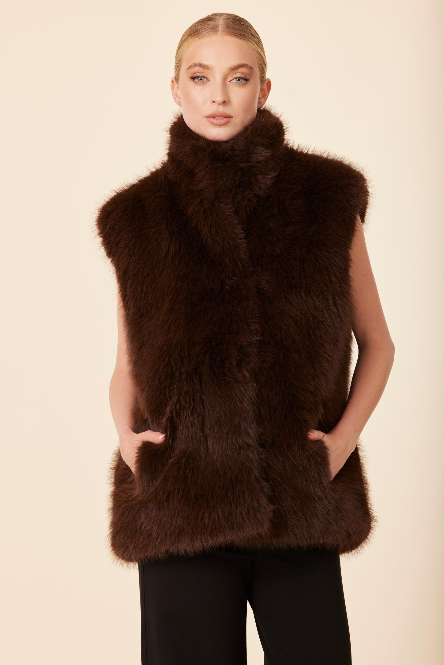 Faux Fur Stand Up Collar Vest
