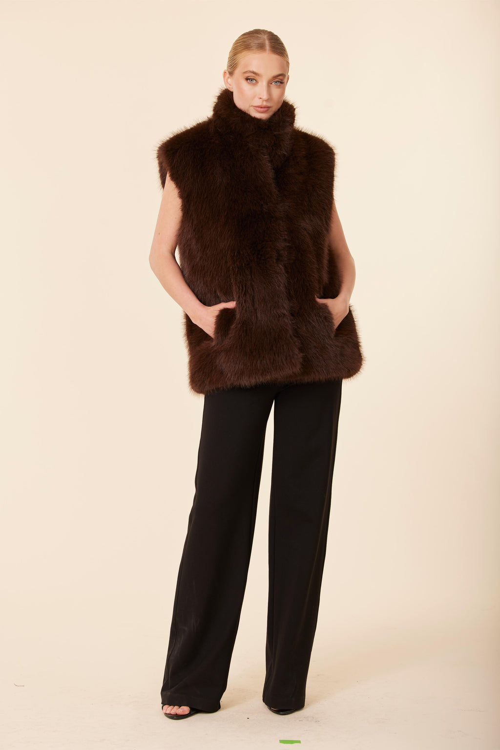 Faux Fur Stand Up Collar Vest