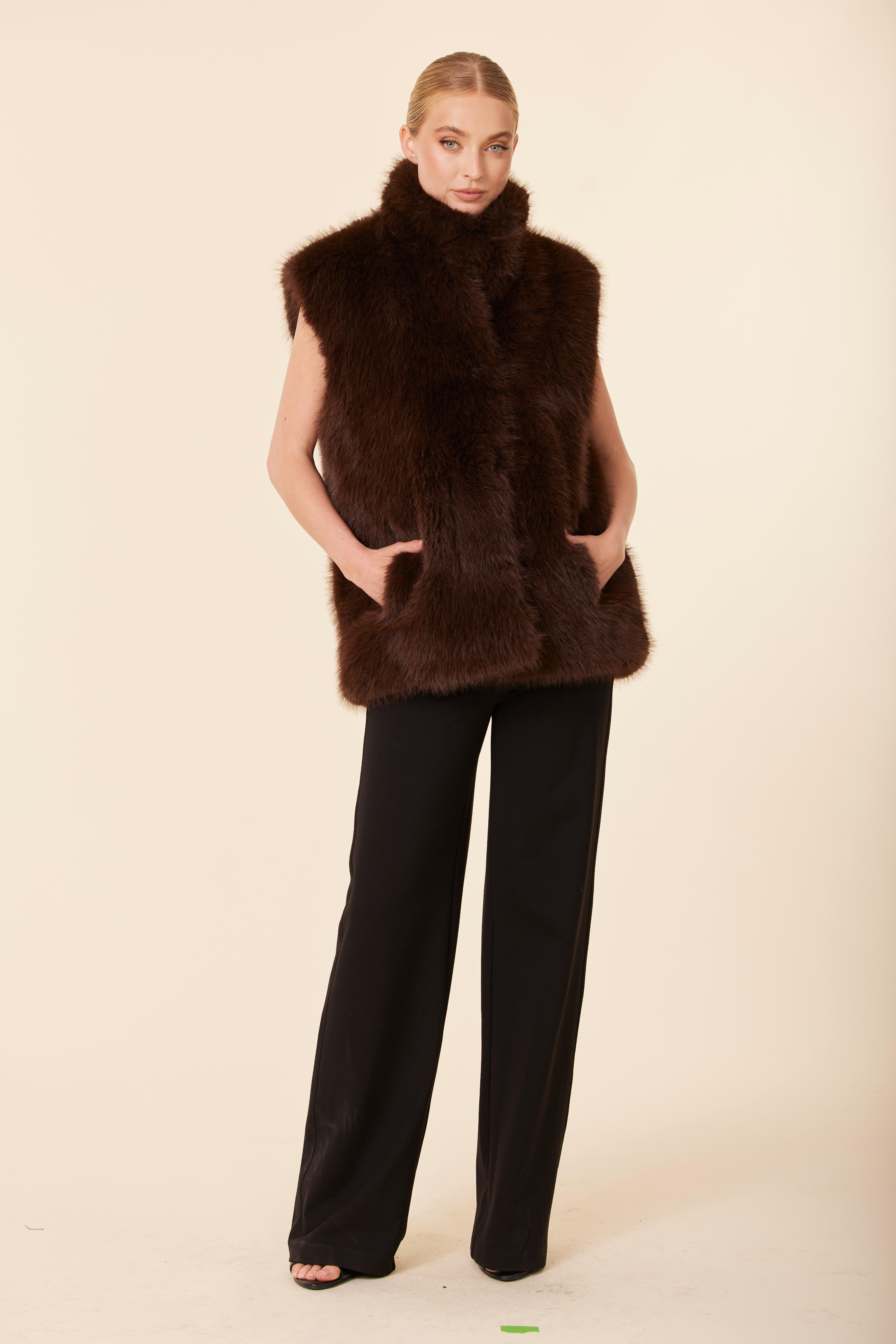 Faux Fur Stand Up Collar Vest