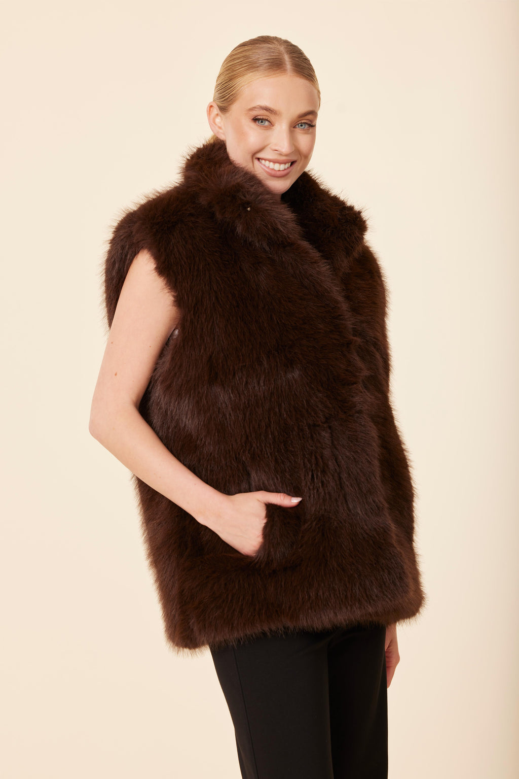 Faux Fur Stand Up Collar Vest