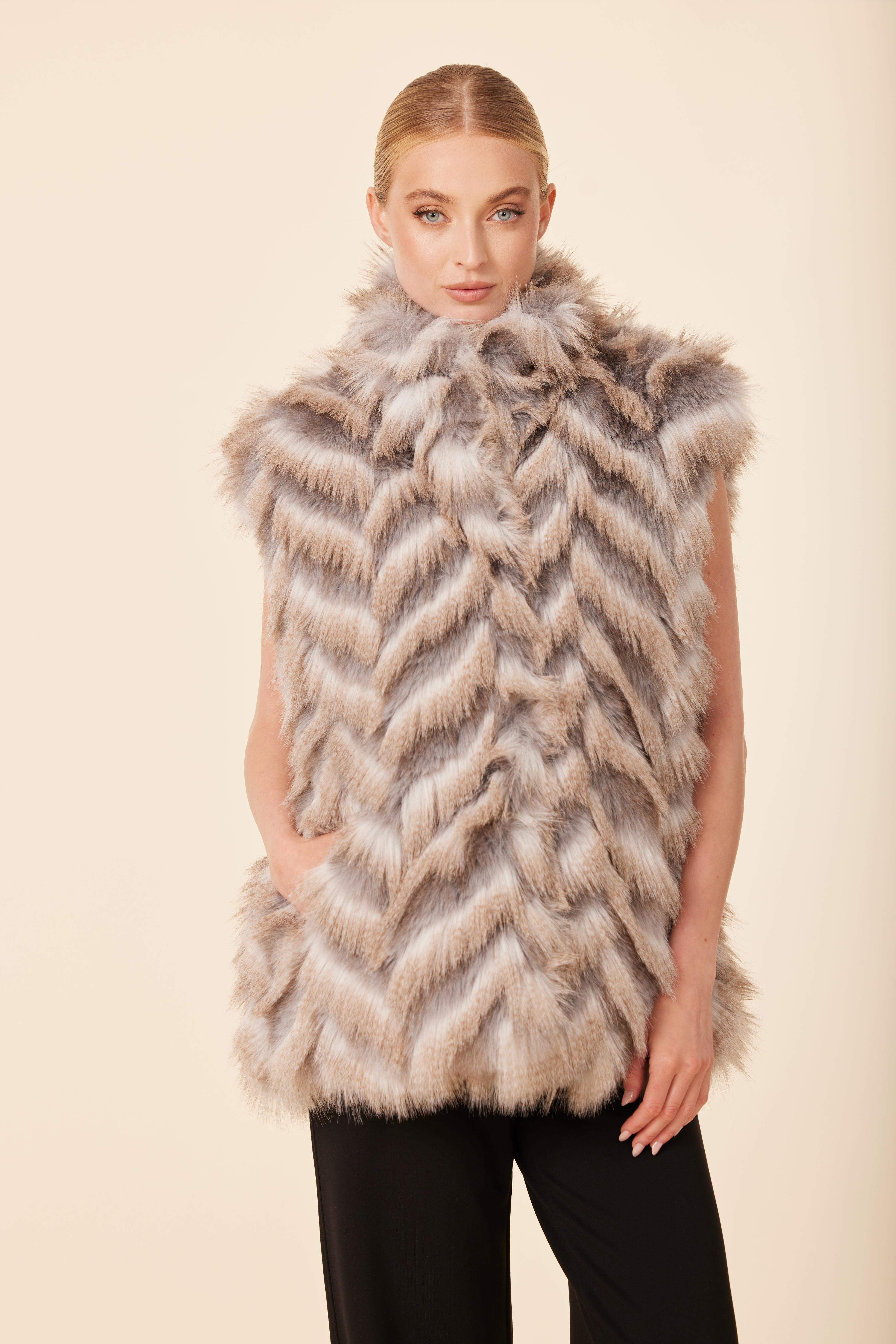 Faux Fur Stand Up Collar Vest