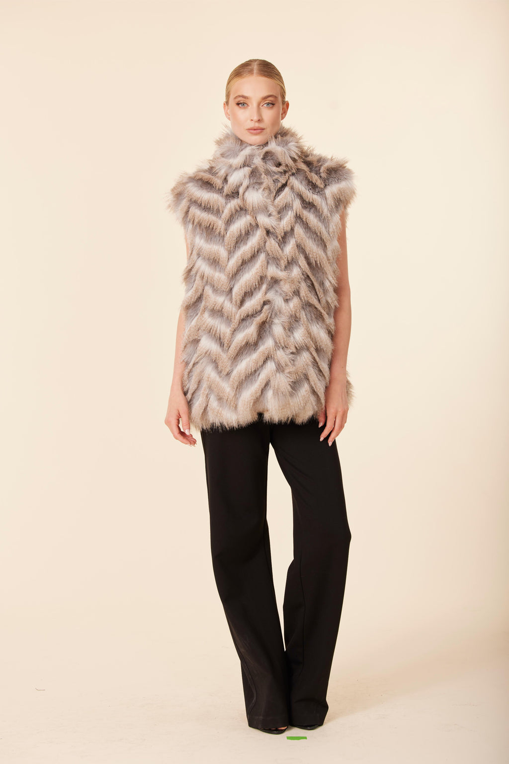 Faux Fur Stand Up Collar Vest