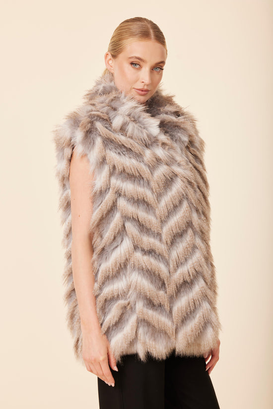 Faux Fur Stand Up Collar Vest
