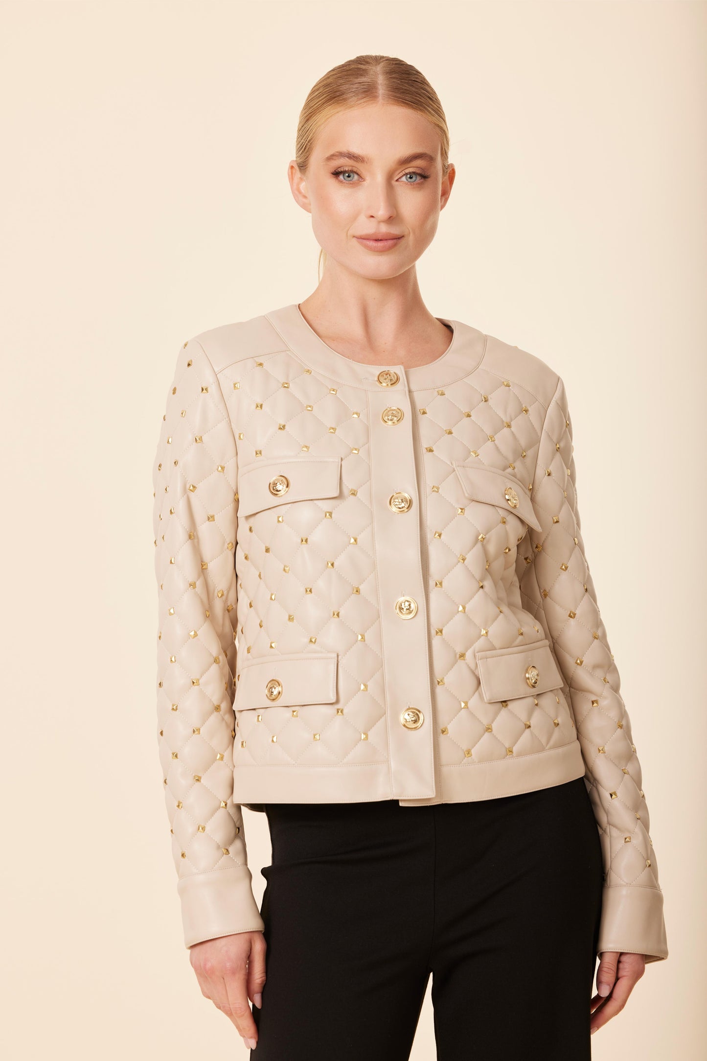 Faux Leather Parisian Jacket With Studs