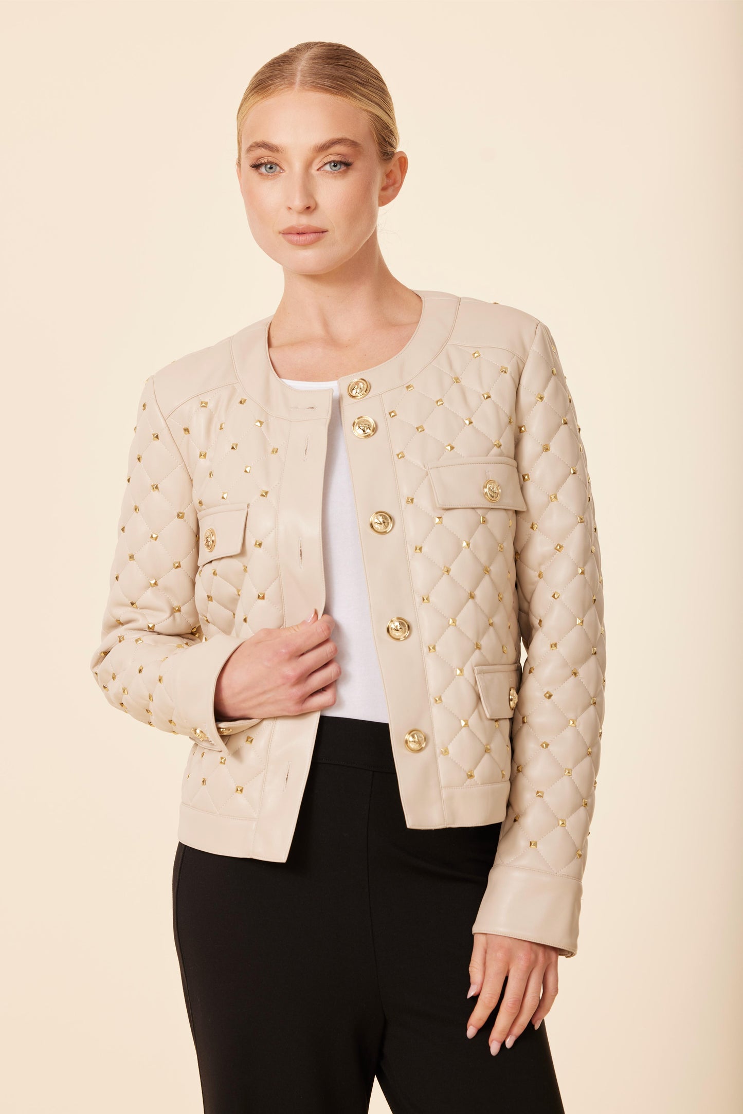 Faux Leather Parisian Jacket With Studs