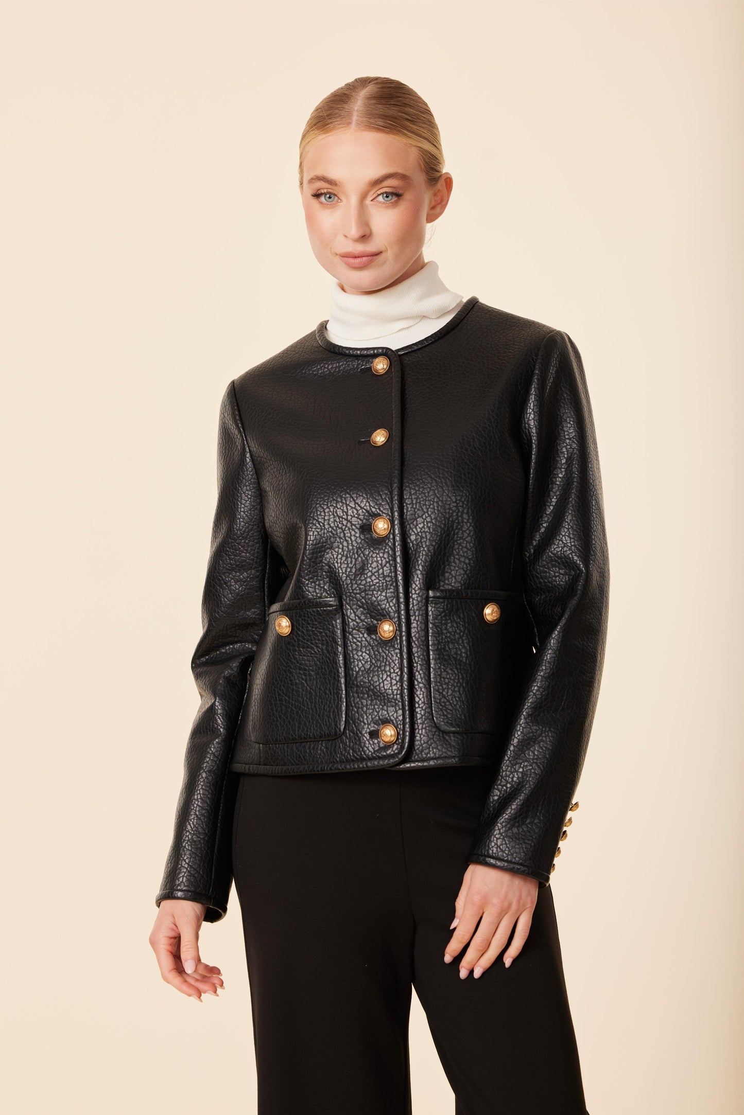 Faux Leather Textured Jacket