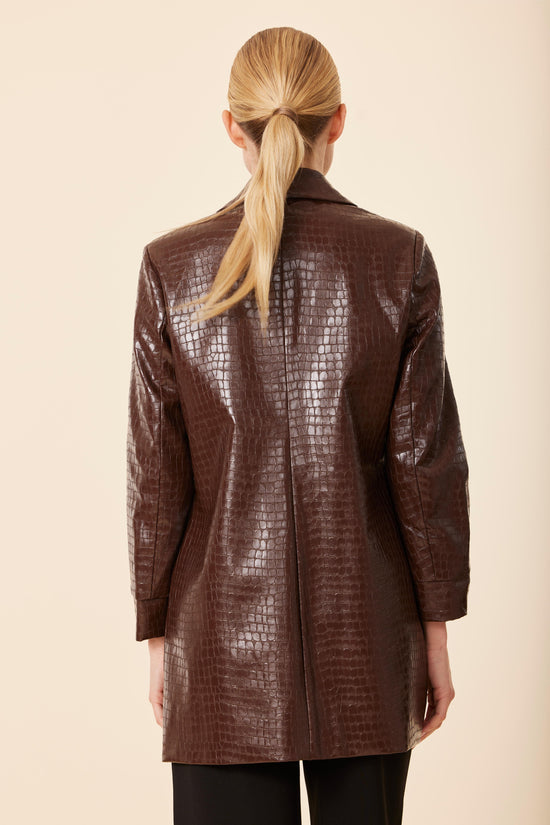 Faux Leather Croc Blazer