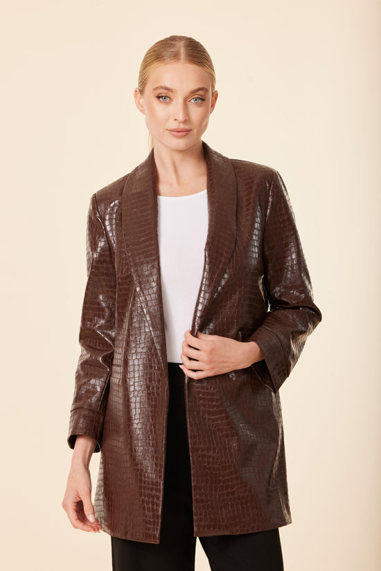 Faux Leather Croc Blazer