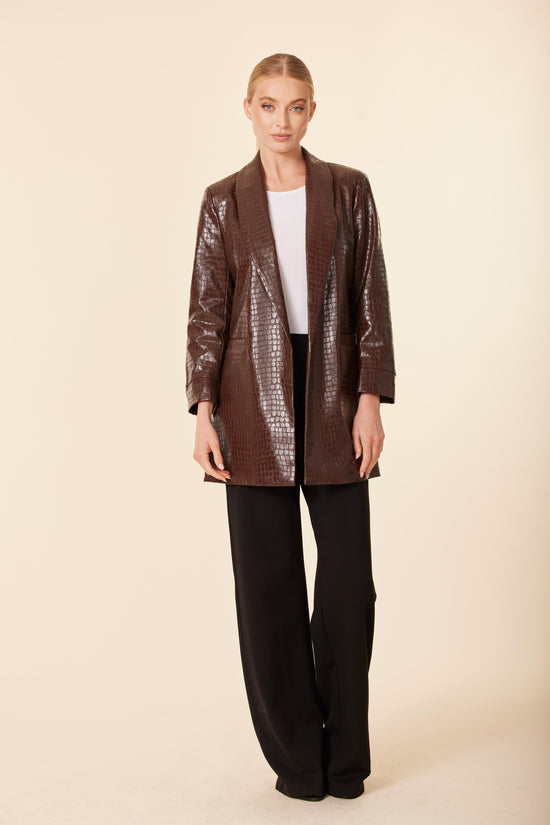Faux Leather Croc Blazer