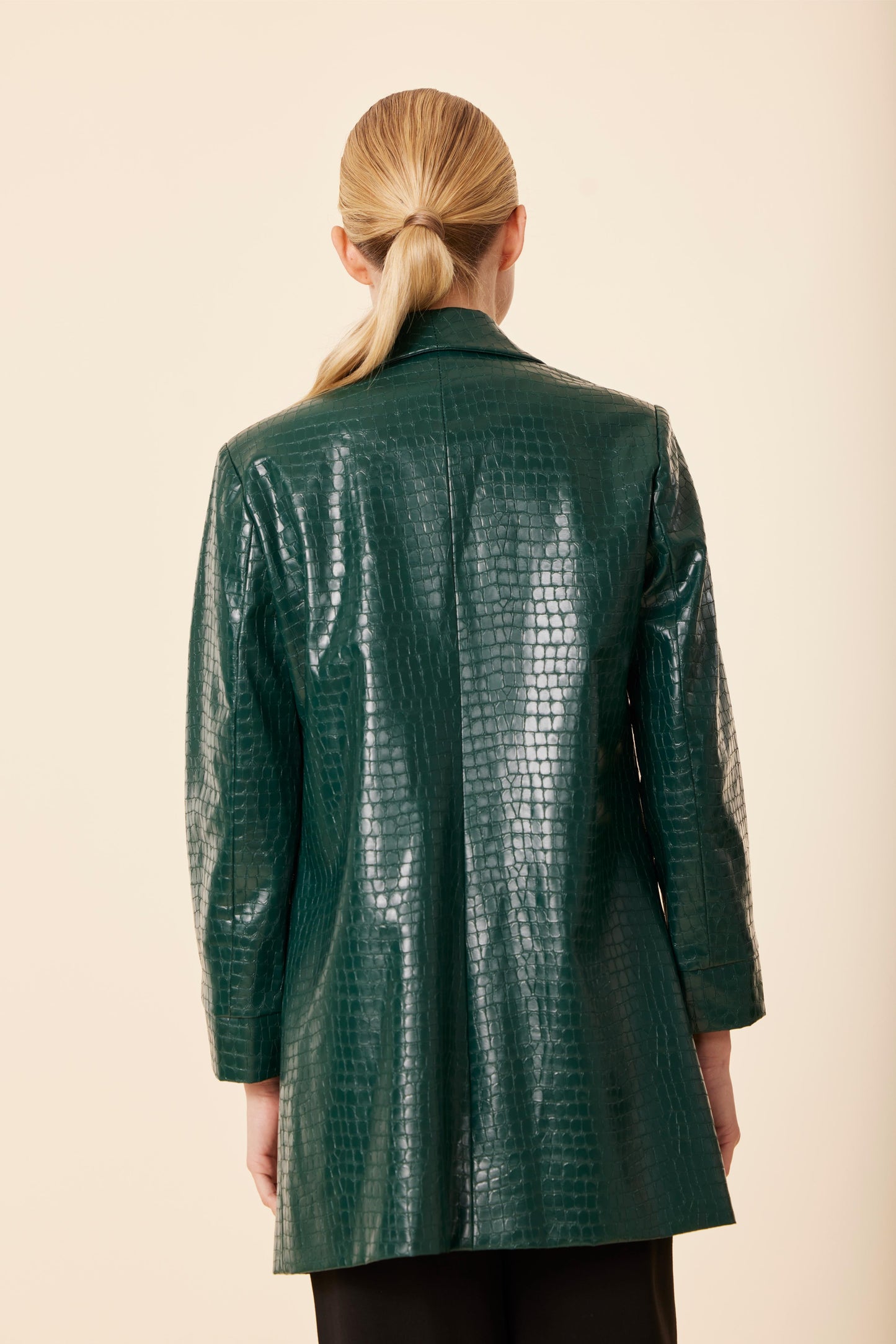 Faux Leather Croc Blazer