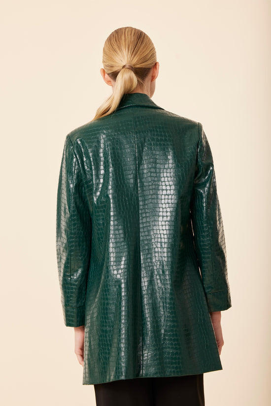 Faux Leather Croc Blazer