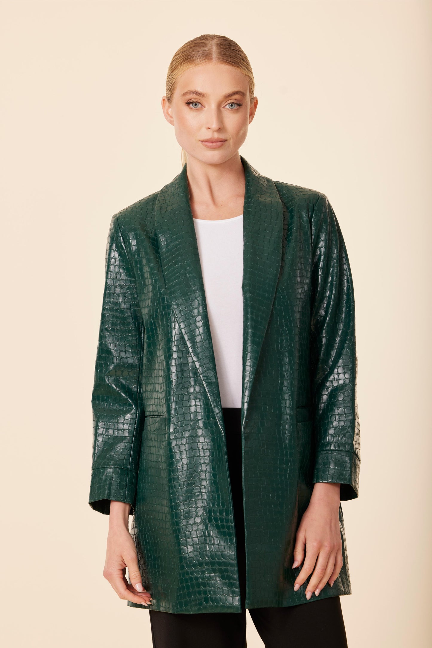 Faux Leather Croc Blazer