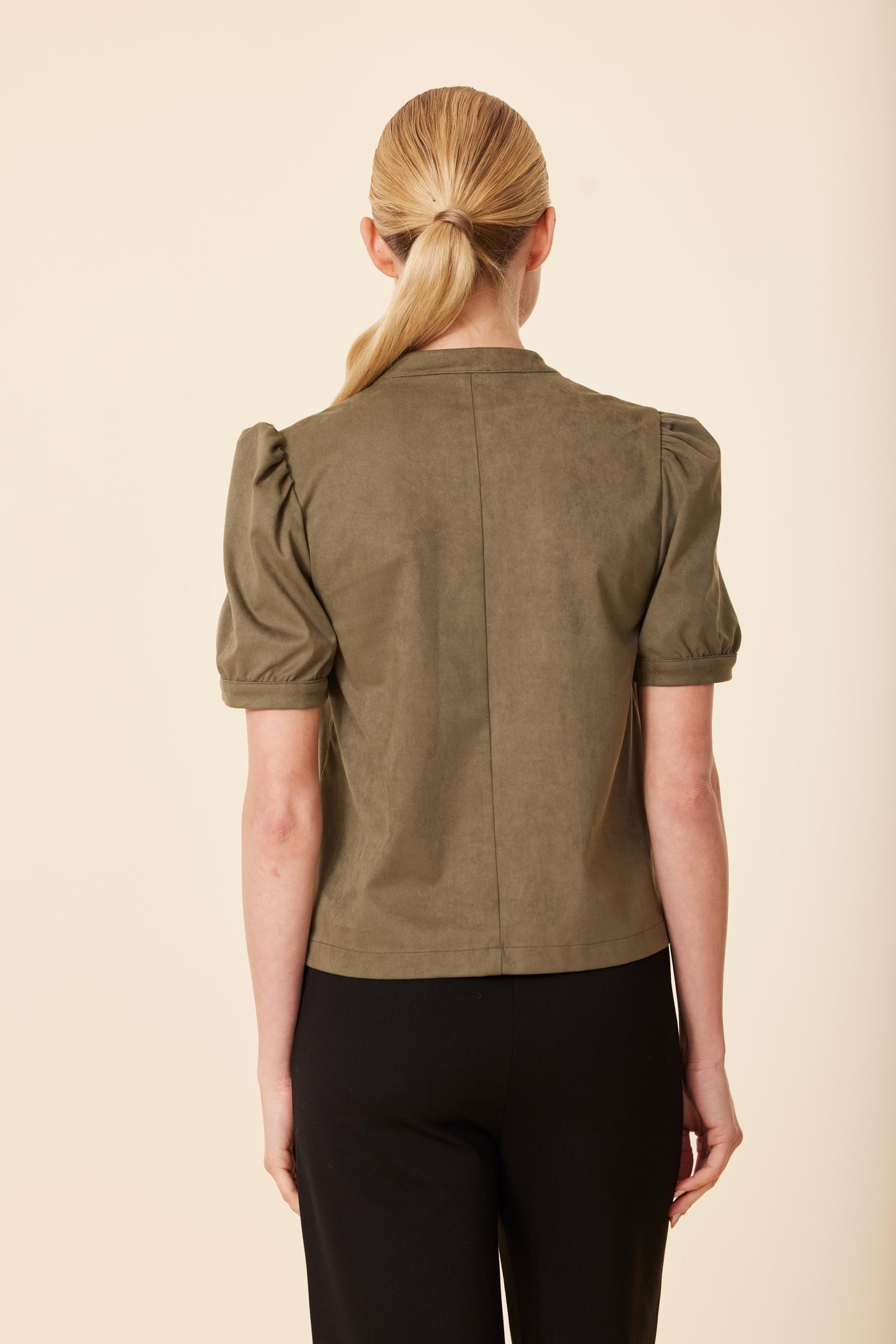 Faux Suede Short Sleeve Top