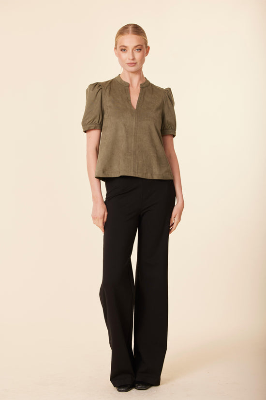 Faux Suede Short Sleeve Top