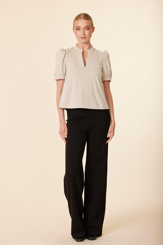 Faux Suede Short Sleeve Top