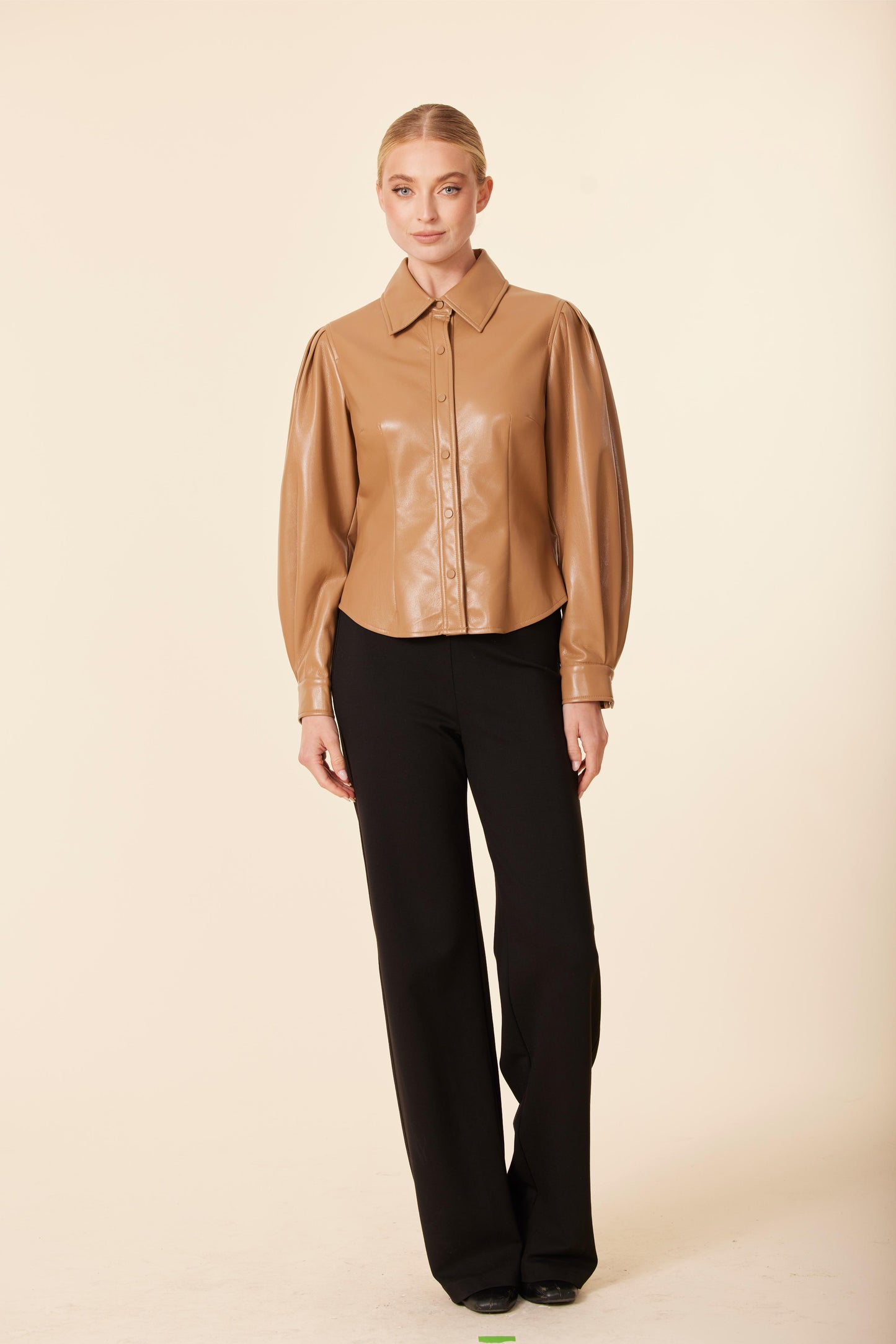 Faux Leather Darted Waist Top