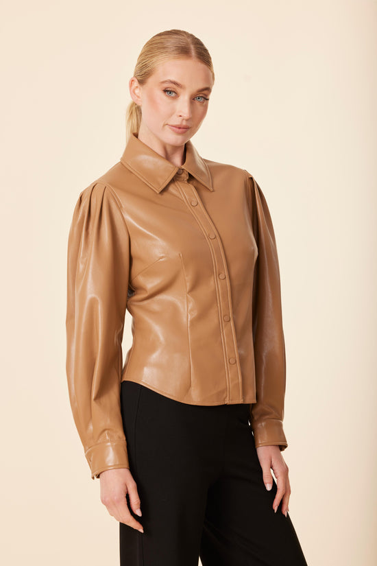 Faux Leather Darted Waist Top