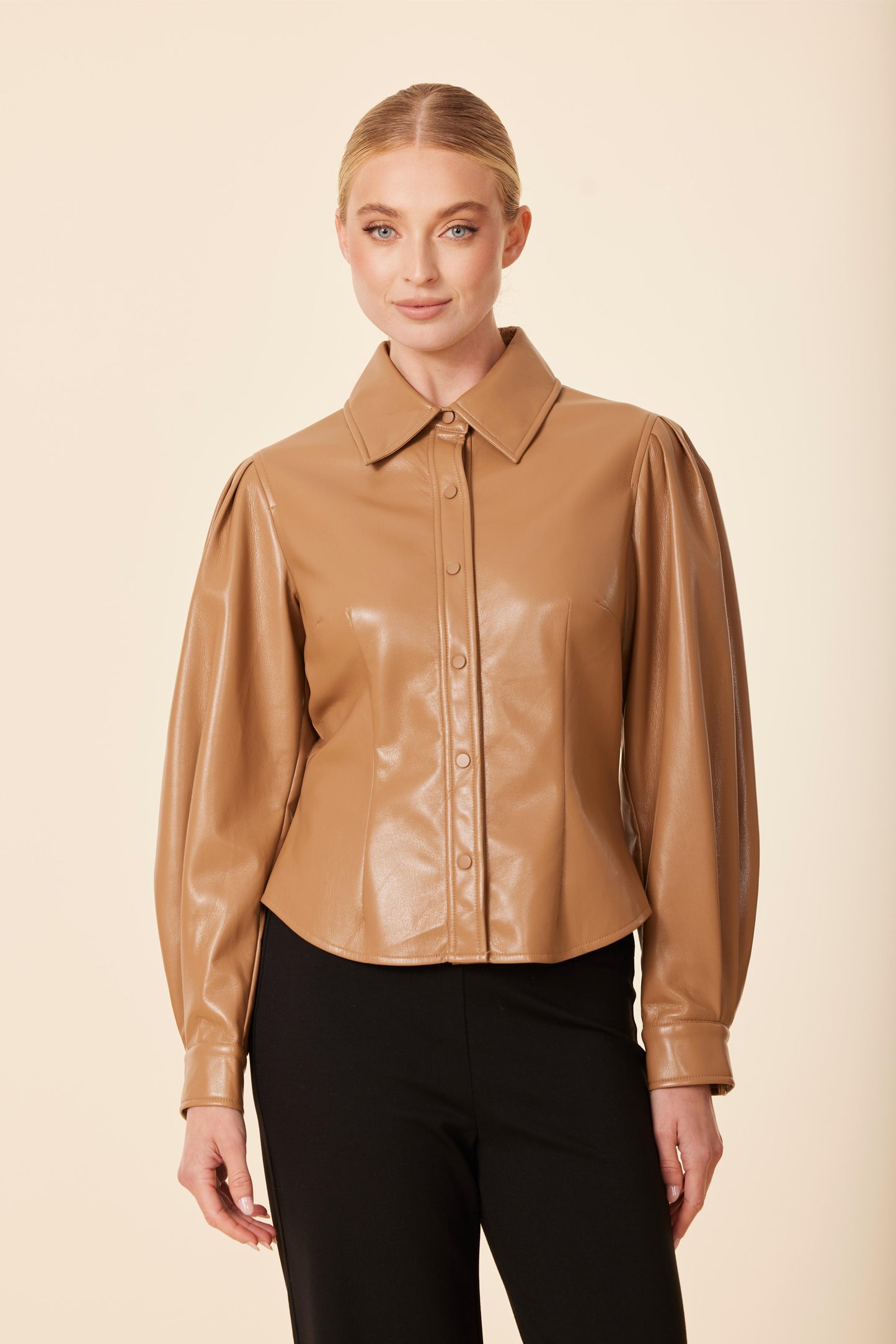 Faux Leather Darted Waist Top