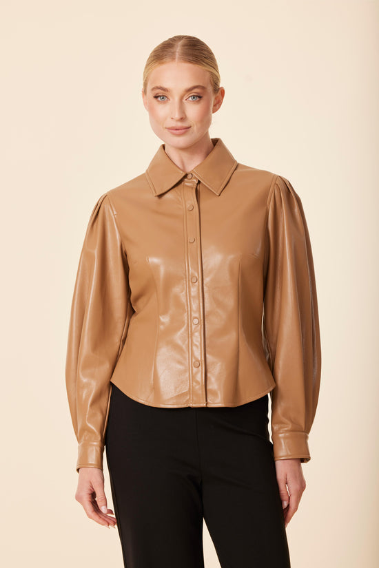 Faux Leather Darted Waist Top