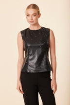 Faux Leather Studded Top