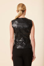 Faux Leather Studded Top