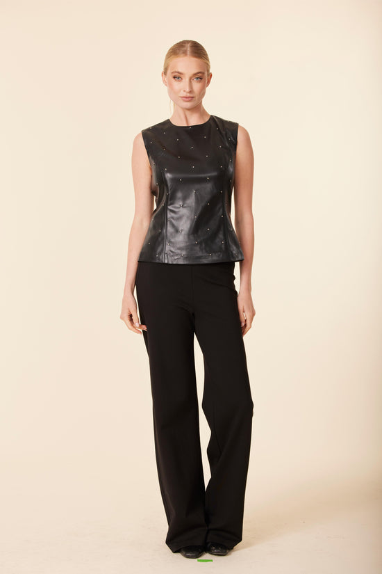 Faux Leather Studded Top