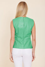 Faux Leather Sleeveless Studded Top