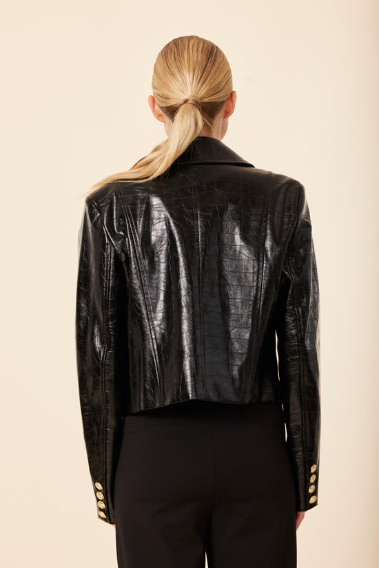 Faux Leather Croc Jacket