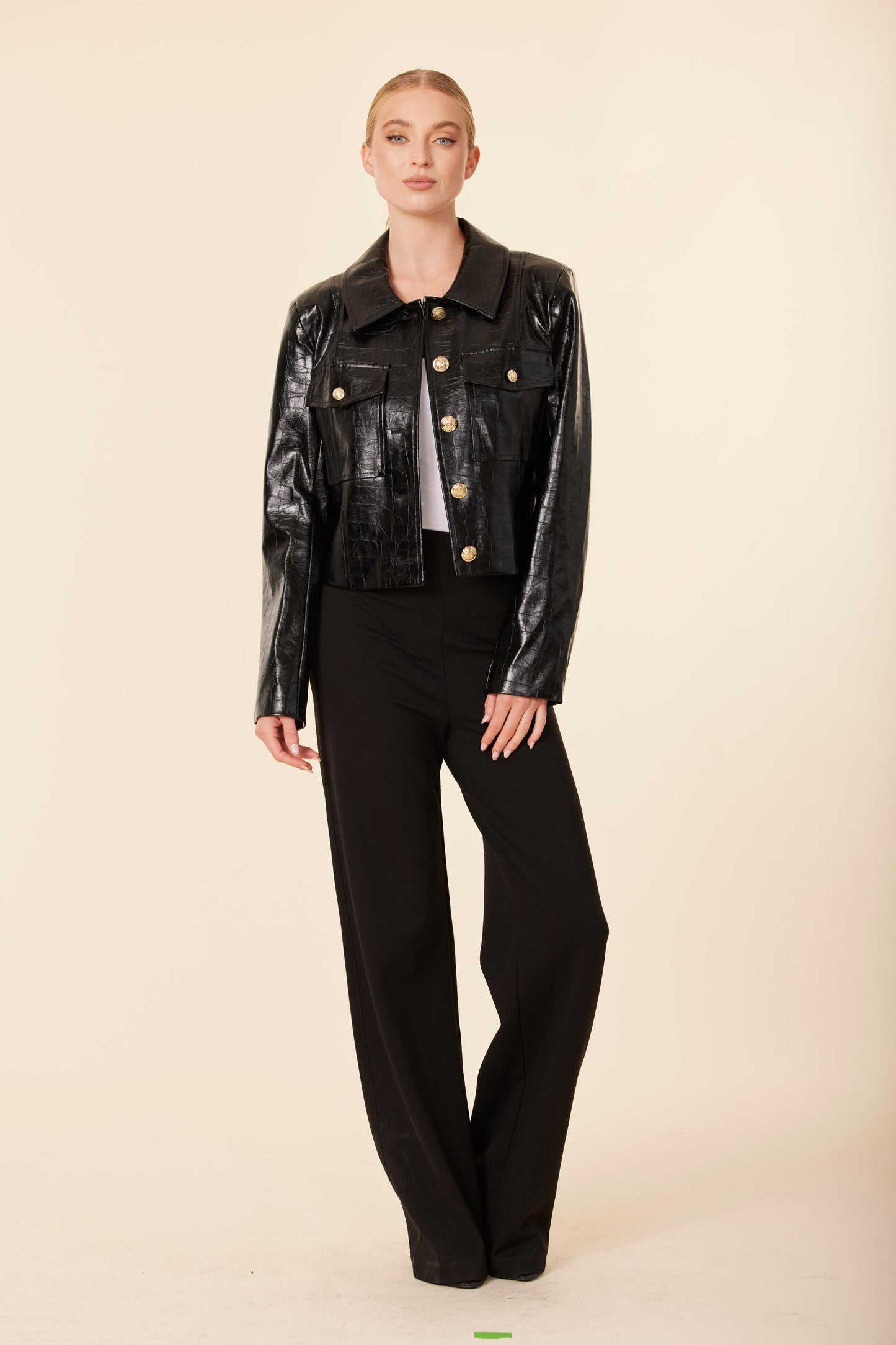 Faux Leather Croc Jacket