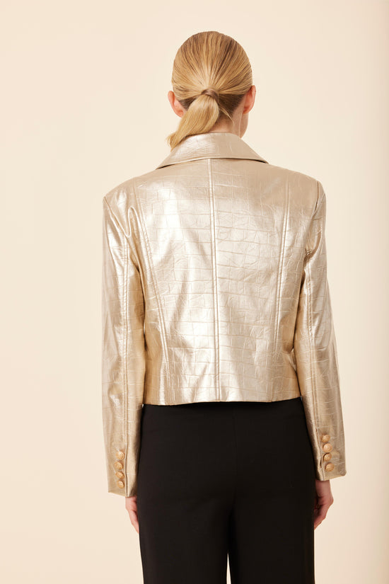 Faux Leather Croc Jacket