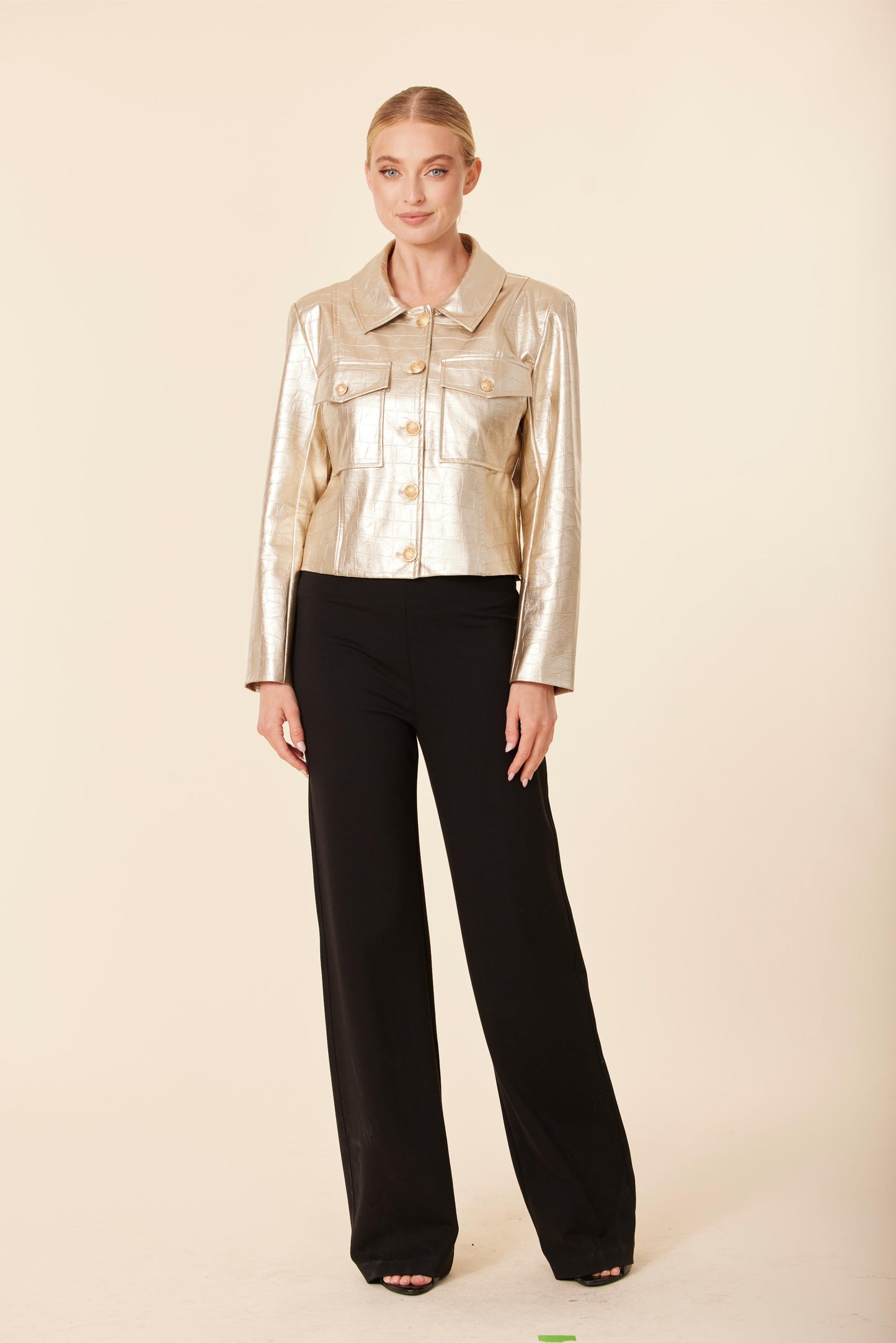 Faux Leather Croc Jacket