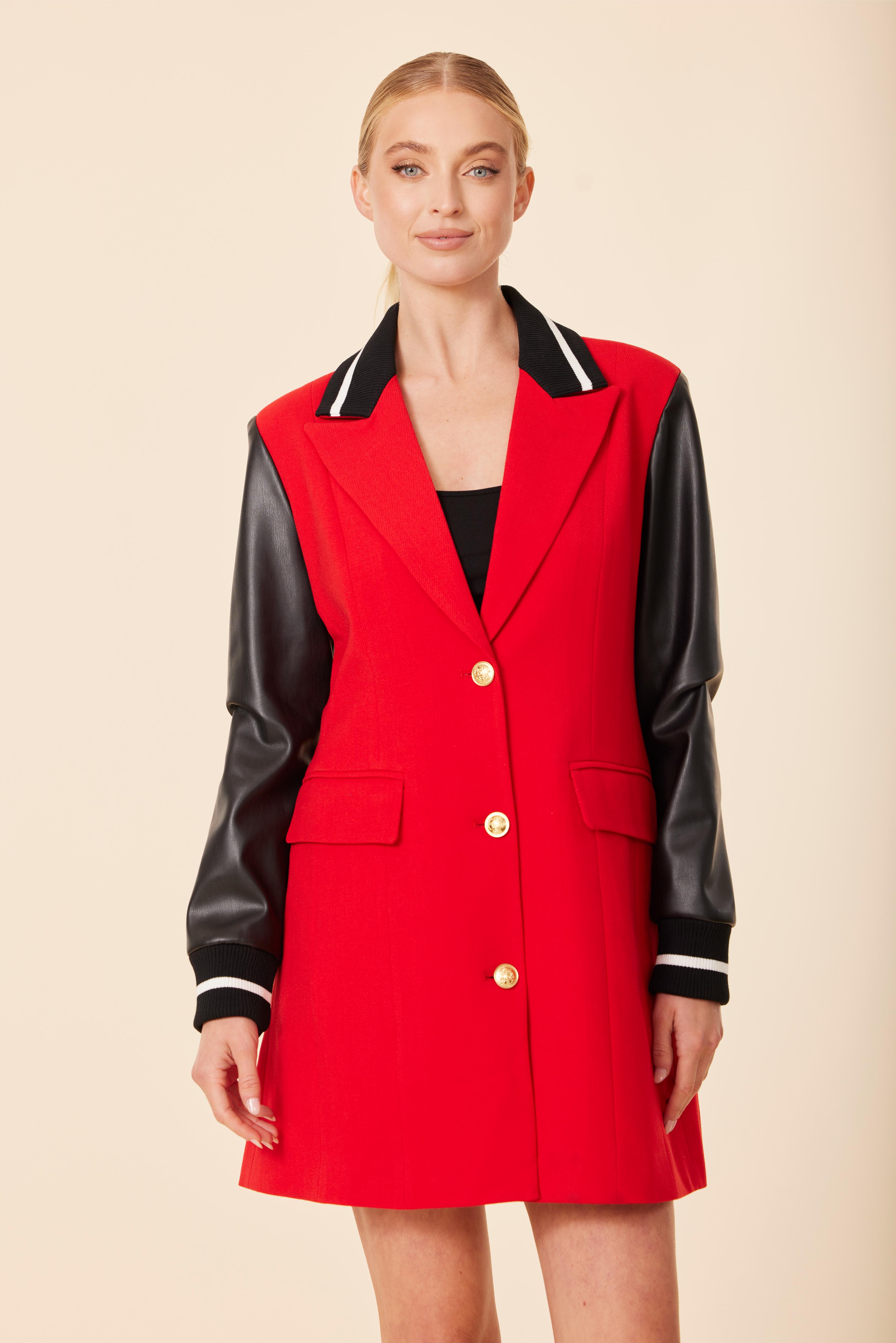 vegan leather blazer dress Vegan Leather Blazer Dress