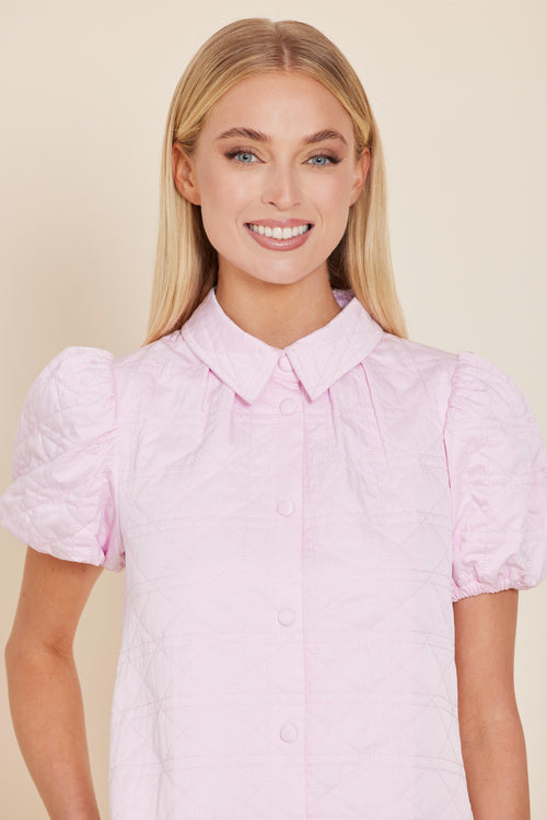 Nylon Quilted Collar Dress