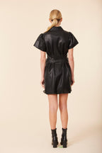 Faux Leather Zip Bubble Dress