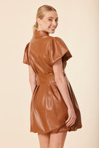 Faux Leather Zip Bubble Dress
