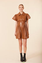Faux Leather Zip Bubble Dress