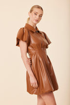 Faux Leather Zip Bubble Dress