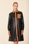Faux Leather Longsleeve Dress