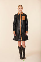 Faux Leather Longsleeve Dress