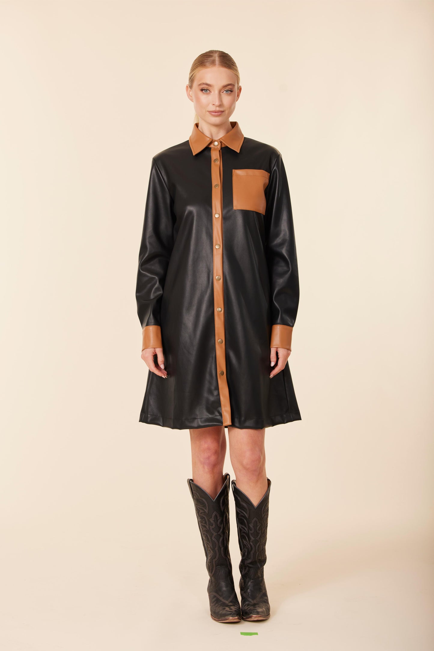 Vegan Leather Longsleeve Dress