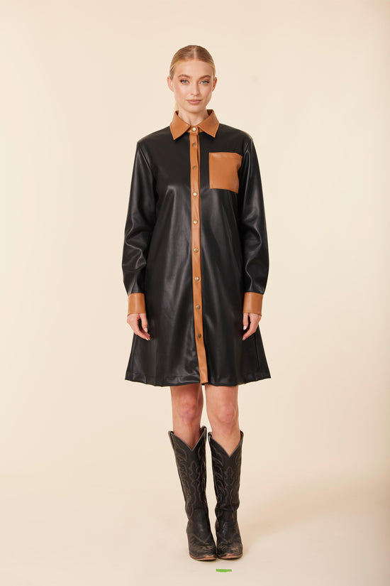 Vegan Leather Longsleeve Dress