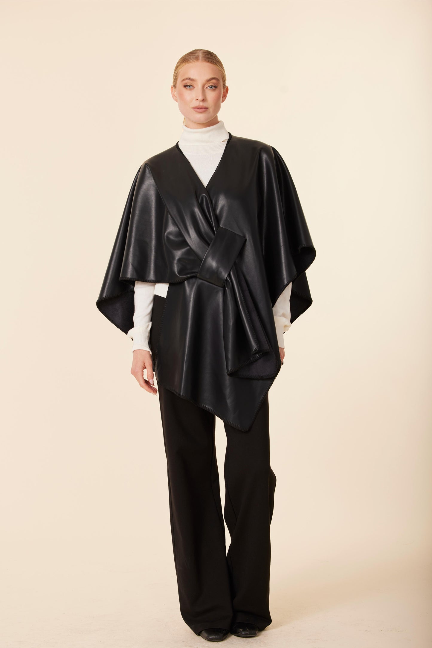 Vegan Leather Tonal Whip Stitch Wrap