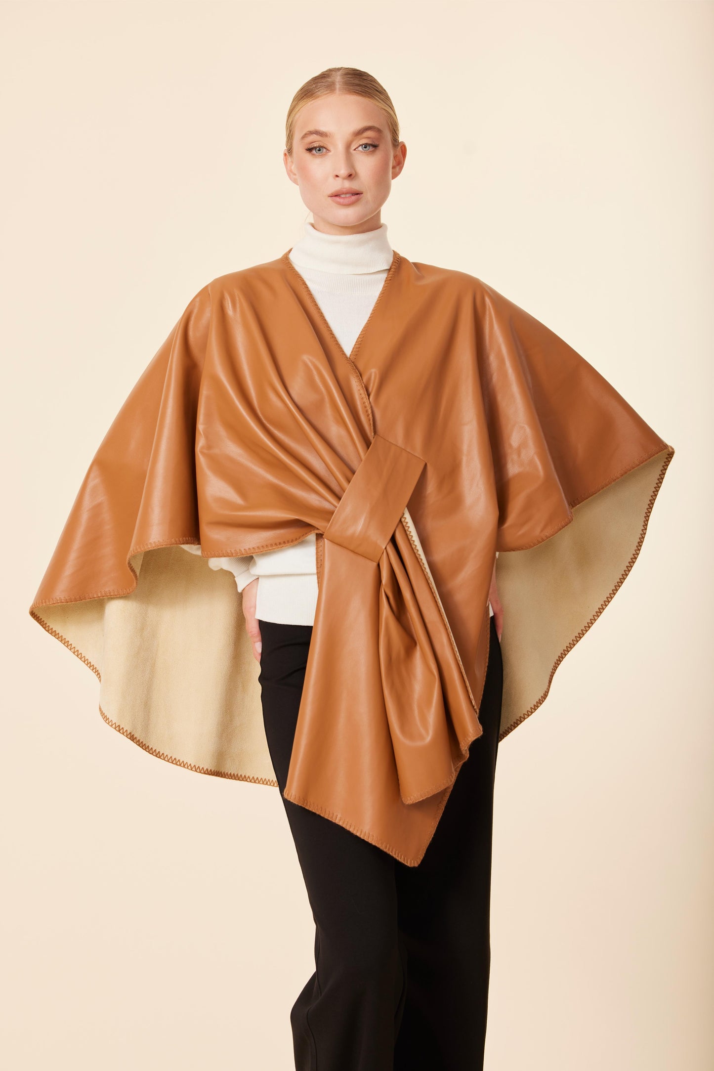 Vegan Leather Tonal Whip Stitch Wrap