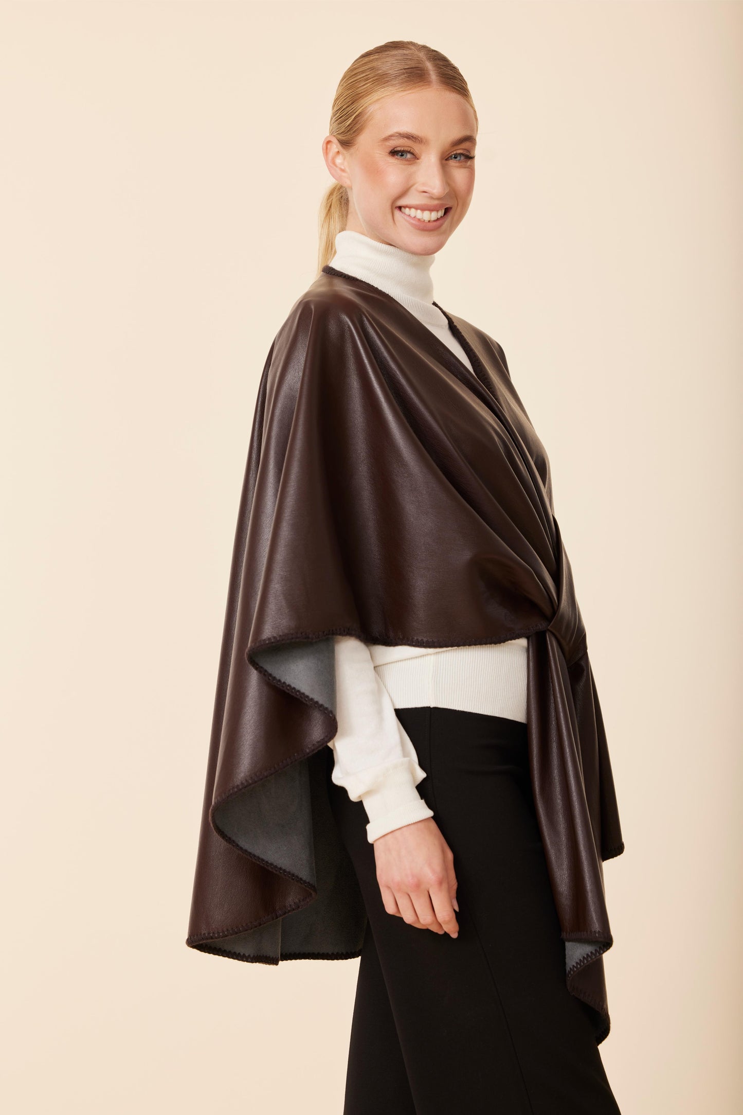 Vegan Leather Tonal Whip Stitch Wrap