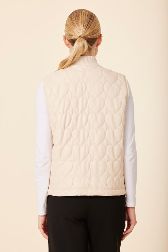 Faux Leather Quilted Heart Vest