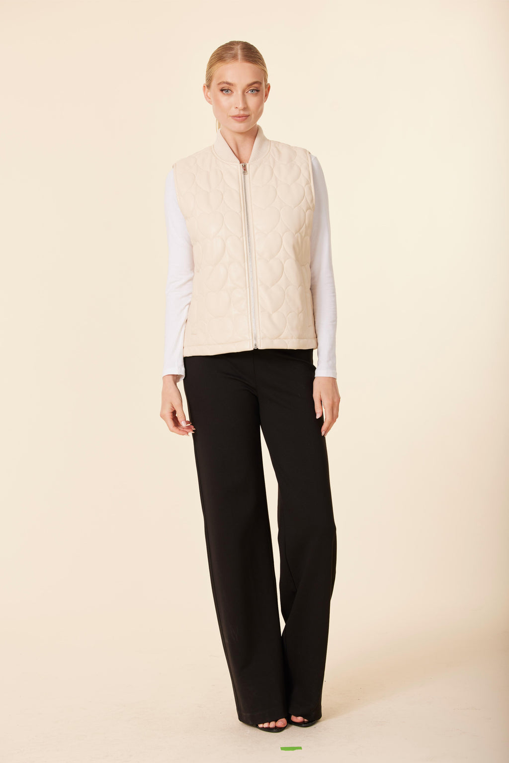 Faux Leather Quilted Heart Vest