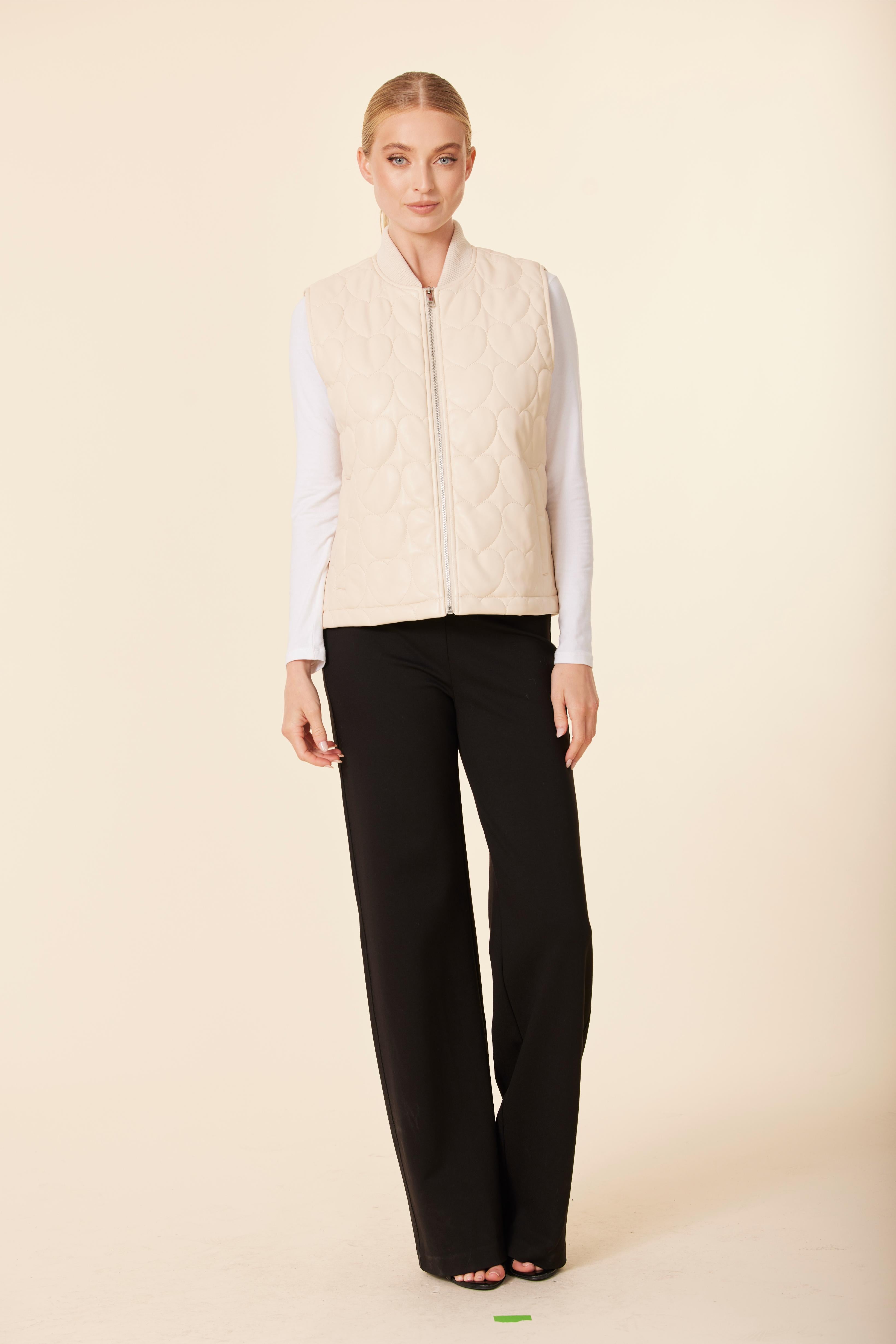 Faux Leather Quilted Heart Vest